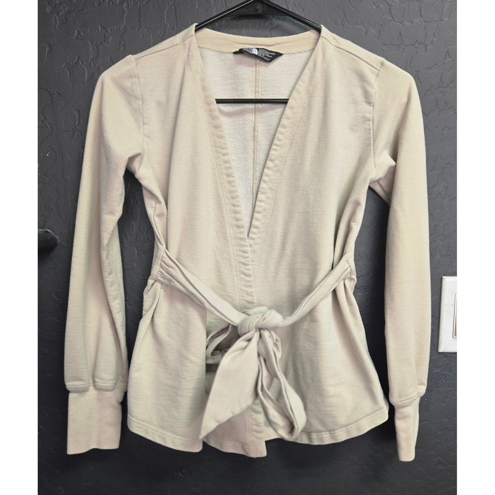 The North Face Womens XS Beige Heather Wrap Cardigan Tie Waist‎